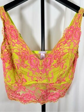Savage X Fenty Neon Yellow & Hot Pink Lace Bralette